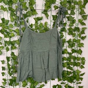Old Navy Green Linen Tank Top